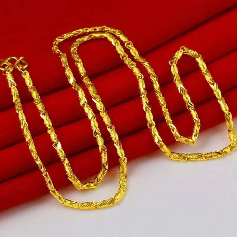 合金项链 4n鱼鱼项链女款男士霸气情侣男款百搭女士金色1018