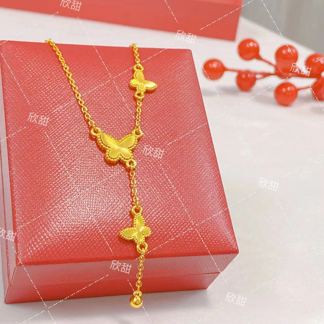 铜合金项链 鑫流苏蝴蝶女士百搭项链精美时尚轻奢甜美锁骨链0109