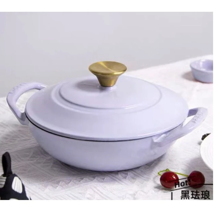 22cm/24cm宫廷煲小炒锅  多功能铸铁珐琅锅 微压锁水 加厚双耳