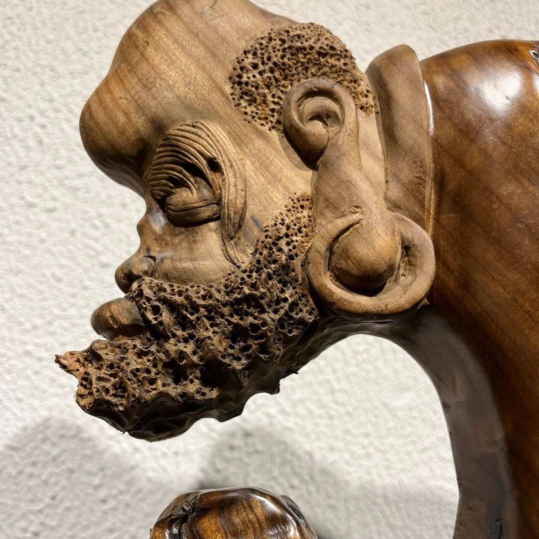 金丝楠乌木 纯手工木雕摆件  达摩  一物一拍