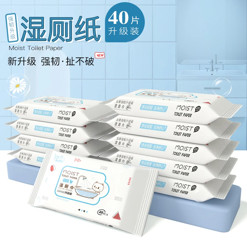温和大包装擦屁屁家用湿厕纸40抽家庭装可降解不连抽湿厕巾