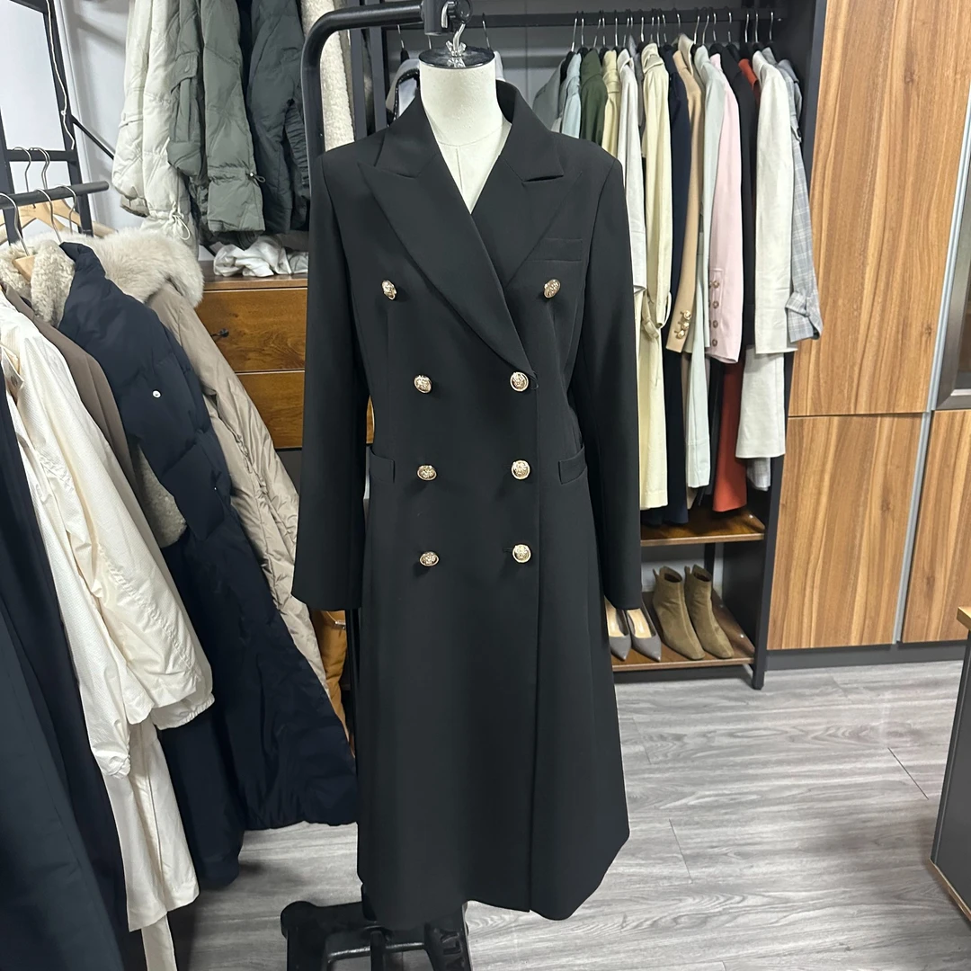 时尚黑色修身6676风衣