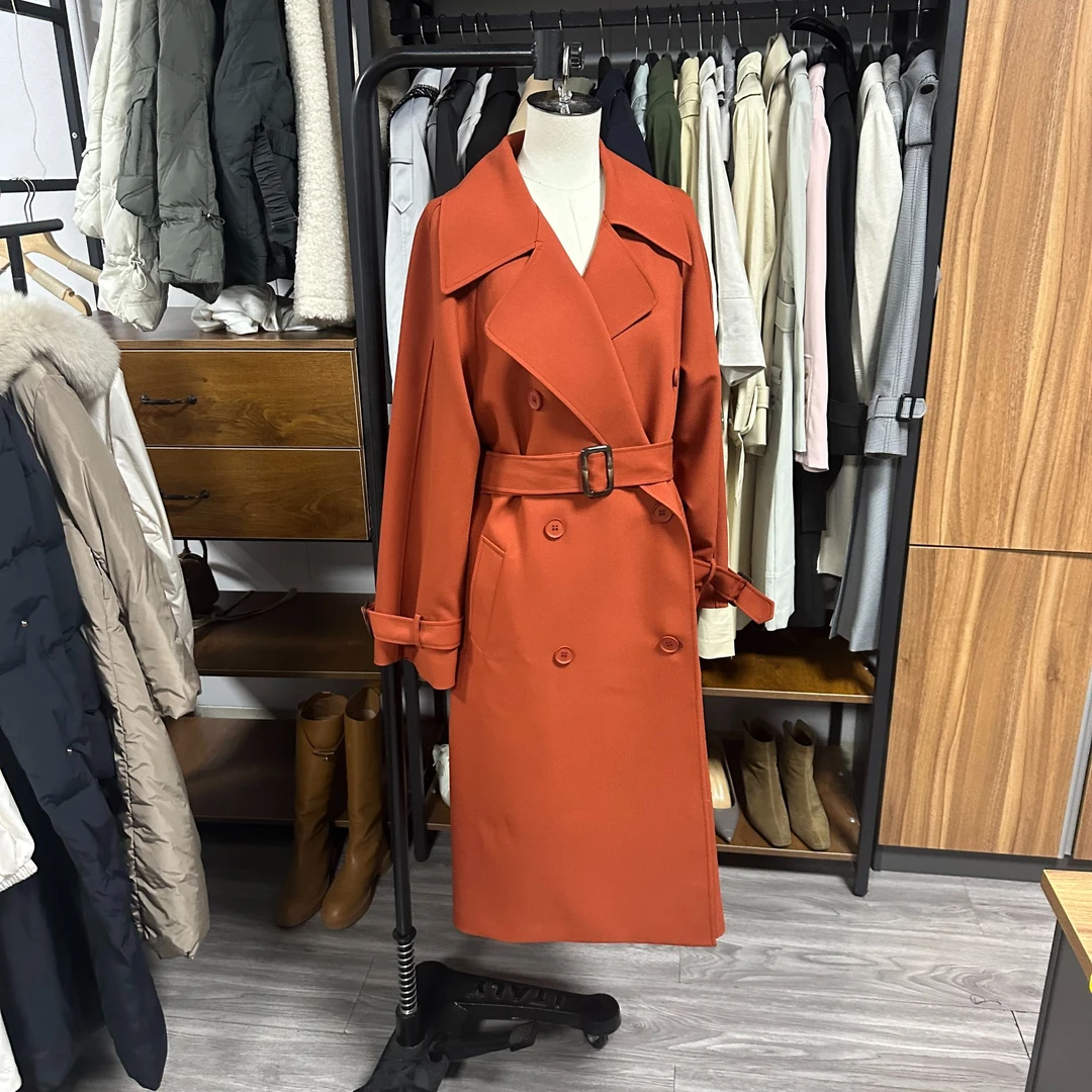 女士红色休闲6825风衣