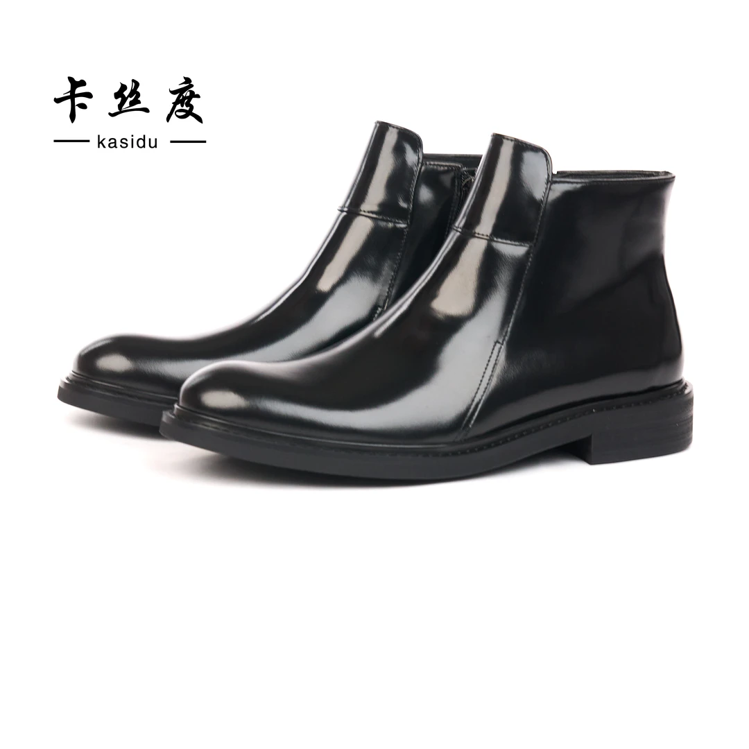 2025新款男士中邦男鞋商务休闲潮流舒适男皮鞋侧拉链切尔西靴