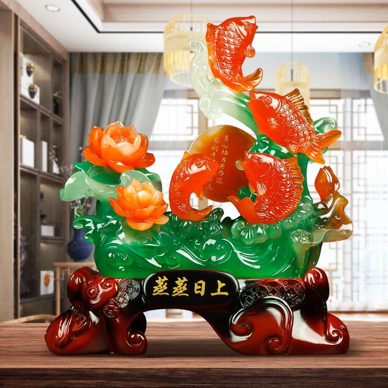 蒸蒸日上鲤鱼招财摆件家用客厅酒柜玄关老板办公桌装饰品开业礼品