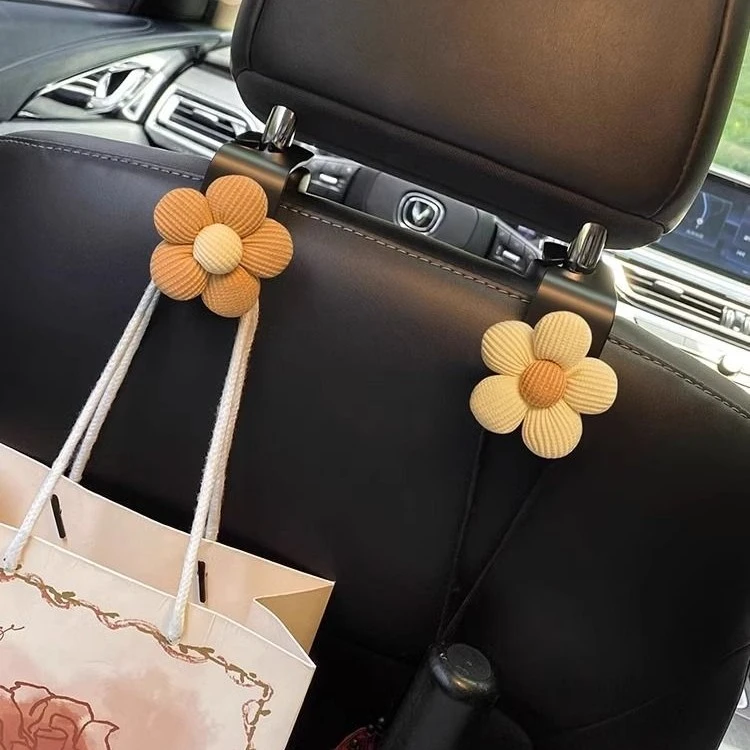 车载挂钩多功能卡其气质小花椅背收纳汽车用品必备神器车内饰品女