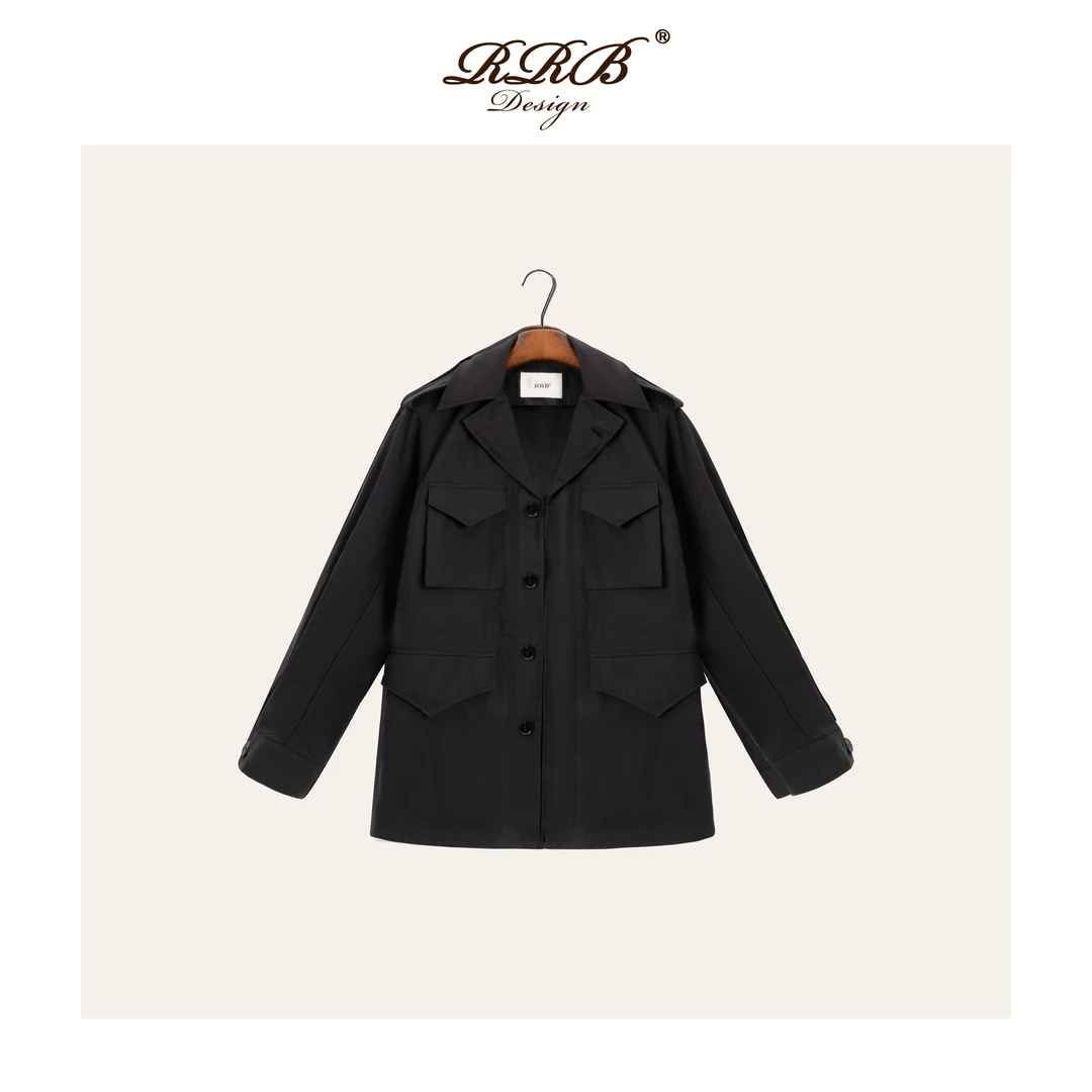 RRB Design「紫标风衣」重磅工装风抽绳收腰棉质夹克外套
