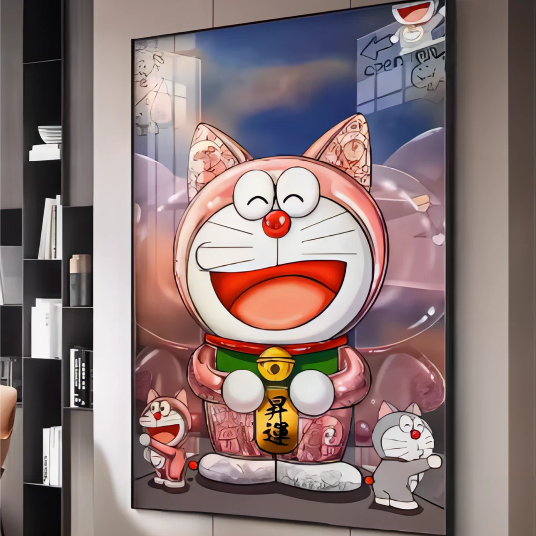 《哆啦A梦》挂画儿童房装饰画床头画动漫家居漫画40*60