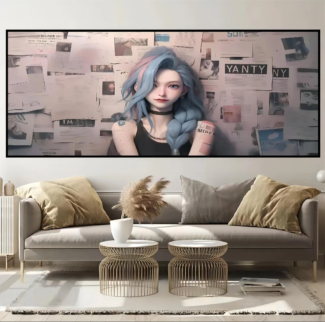 PVC《英雄联盟》挂画金克斯客厅装饰画40*80