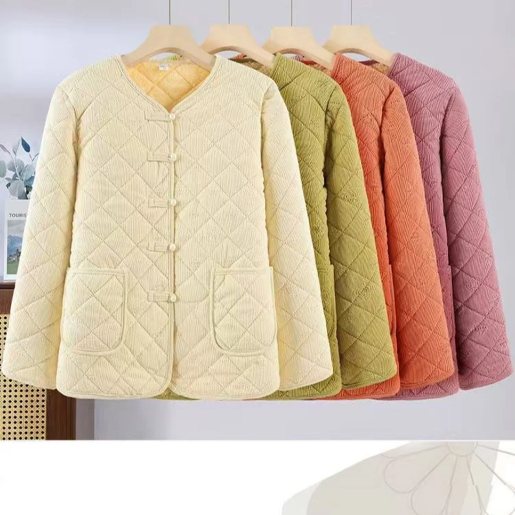 主播专属冬季中老年中式棉服加绒加厚时尚上衣防寒保暖外套