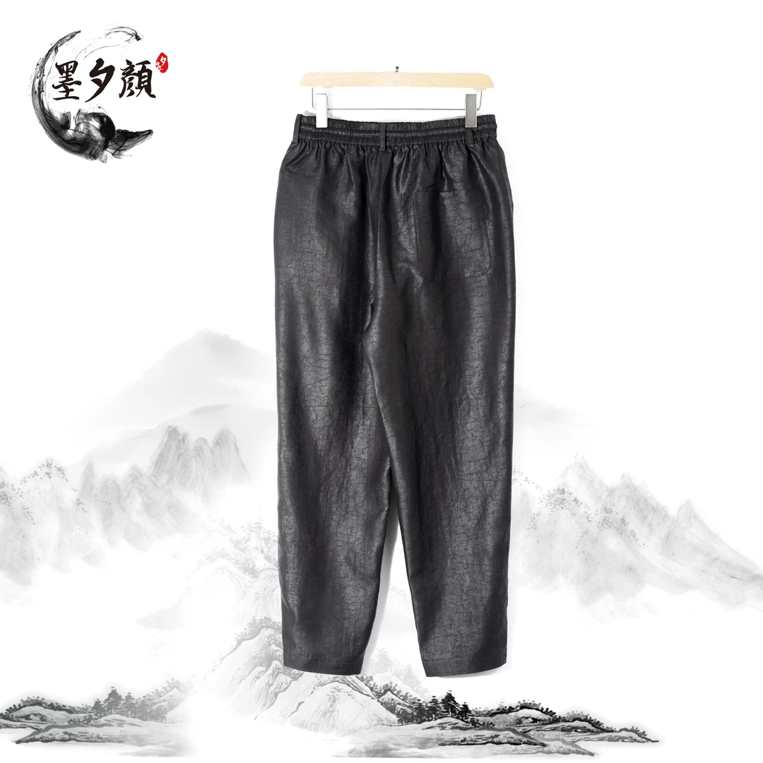 【墨夕颜】2025夏季新款桑蚕丝中国风休闲男士紫龟休闲裤-GZ-161