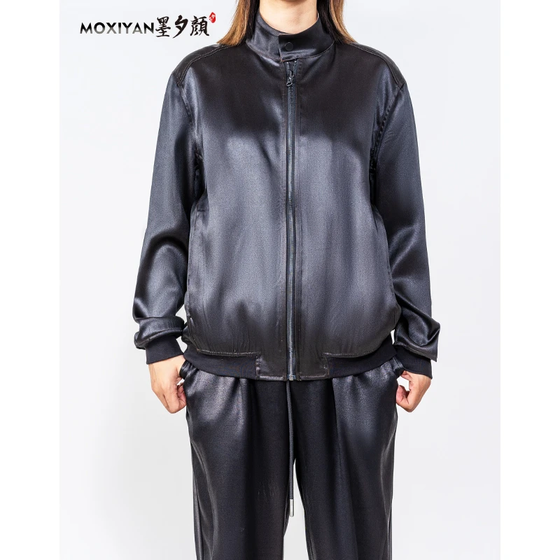 【墨夕颜】2024新款桑蚕丝香云纱男装 皮子王夹克-MH-519