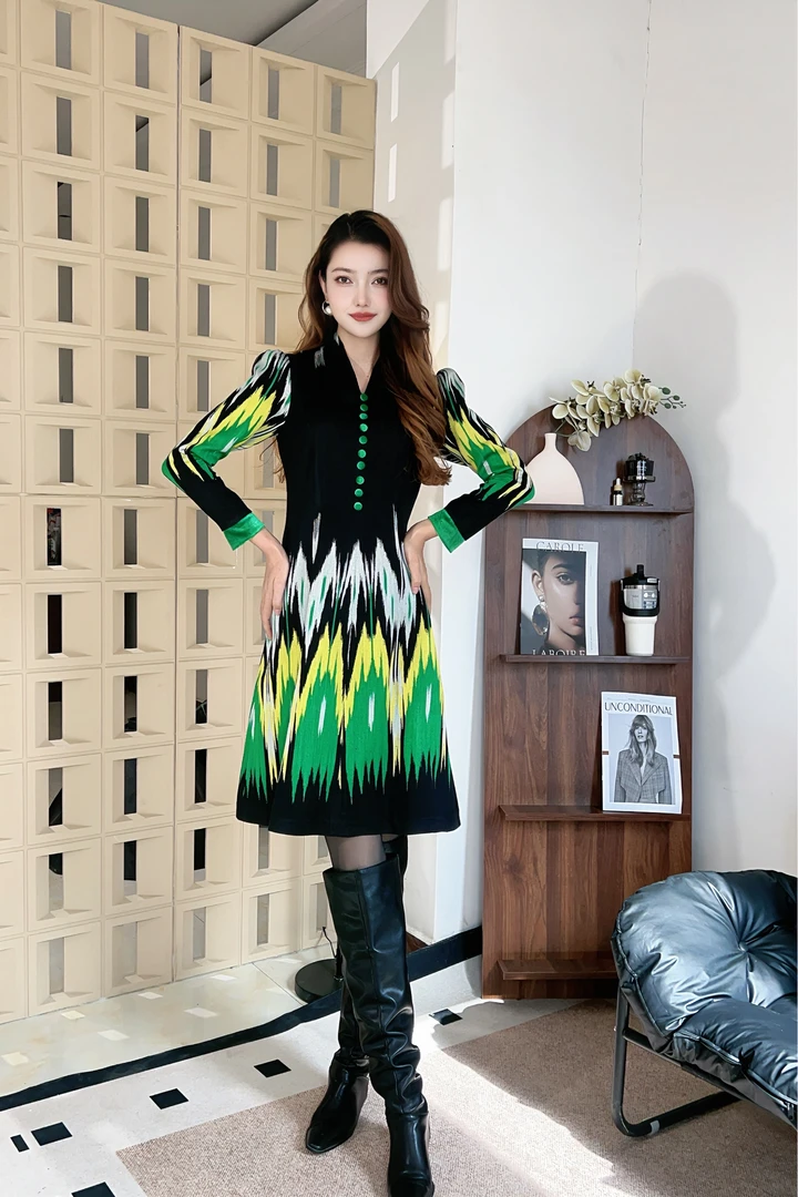 AYFER 和田棉质款艾德莱斯连衣裙