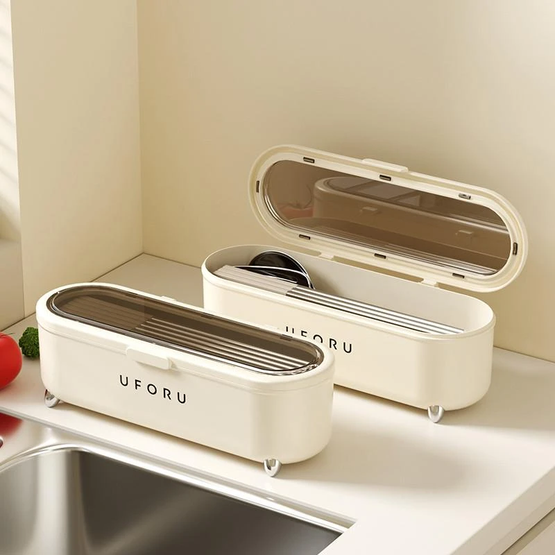 轻奢餐具盒收纳盒沥水筷子盒子家用防尘筷子筒厨房勺子带盖筷子笼