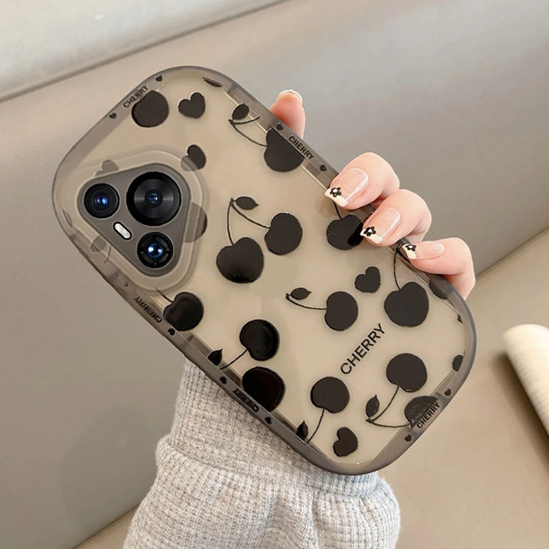 黑色樱桃适用于华为pura70pro手机壳全包防摔HUAWEIp60art高级感