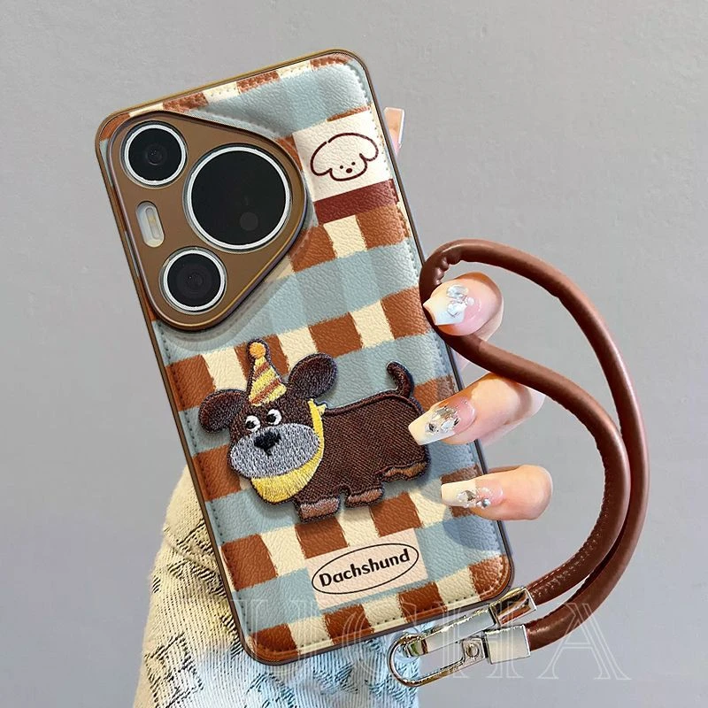 格纹小狗适用华为pura70ultra手机壳女卡通可爱HUAWEIp60高级感50