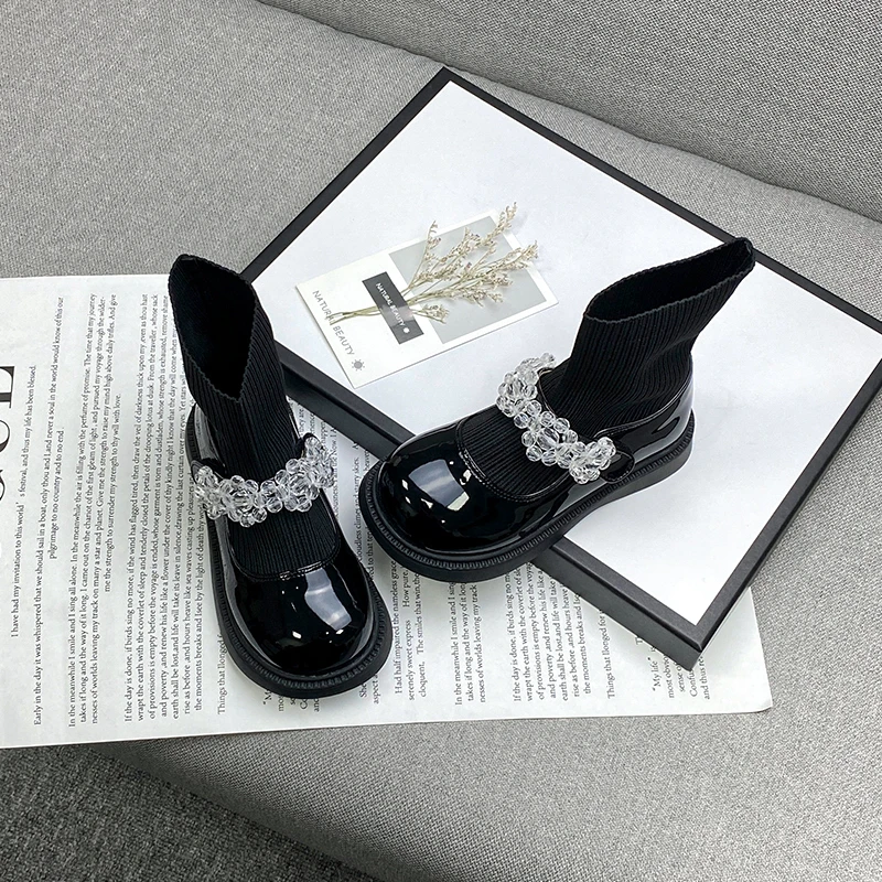 童鞋女童宝宝靴子儿童袜靴2024冬季新款加绒公主短靴保暖春秋皮靴