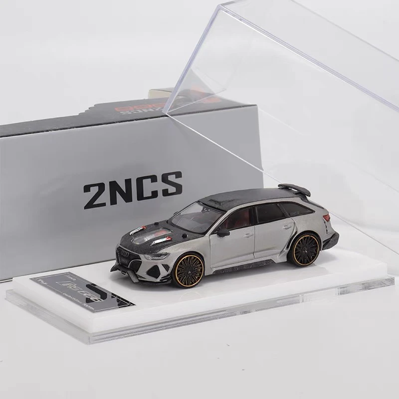 强尼模型 爆改rs6灰色车模 合金小比例汽车模型1:64