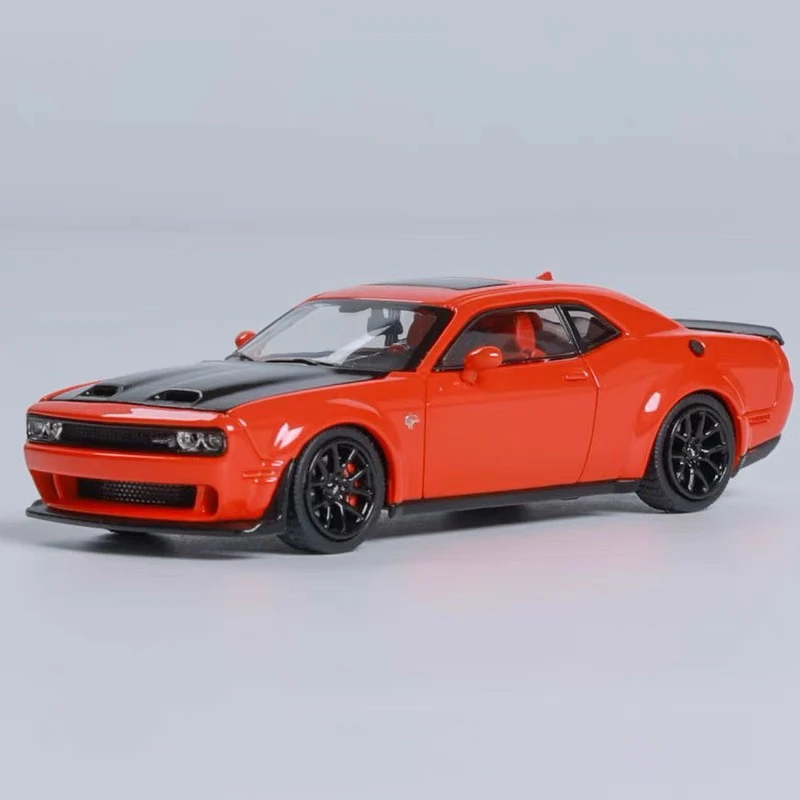SH限量 1:64 红橙色地狱猫SRT Hellcat 合金开盖仿真汽车模型收藏