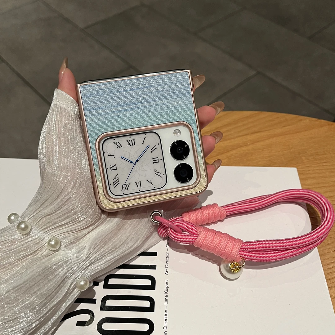 适用于华为novaflip手机壳渐变时尚幻彩皮纹壳防摔折叠屏保护壳潮