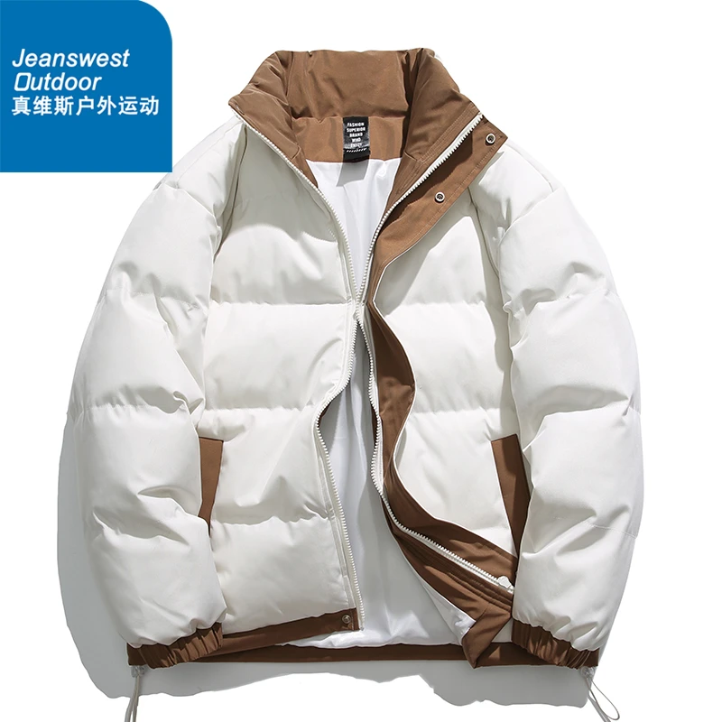 真维斯户外运动冬季加厚立领面包服男复古宽松保暖情侣棉服外套