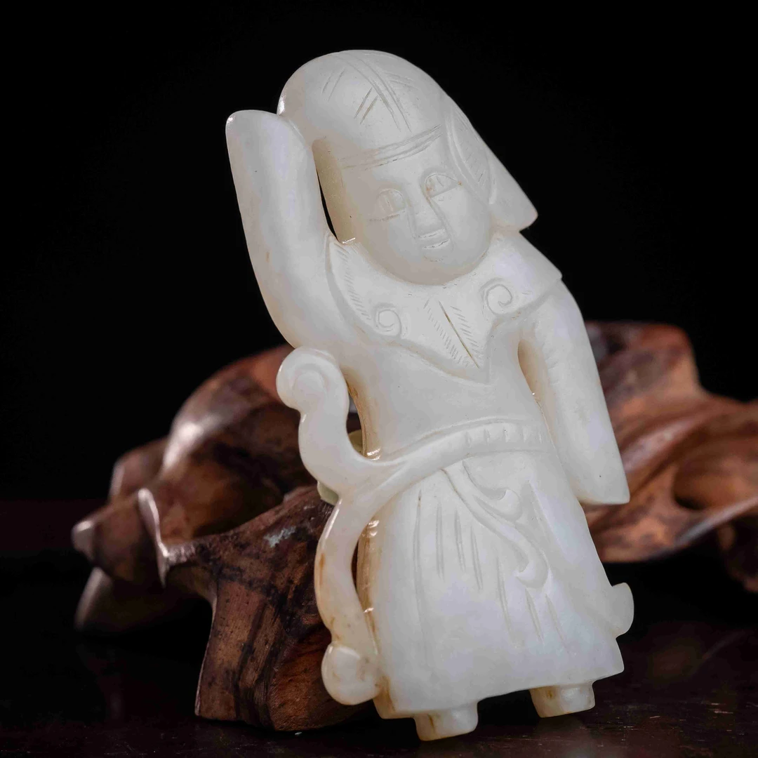 95清代和田玉胡人花件1351