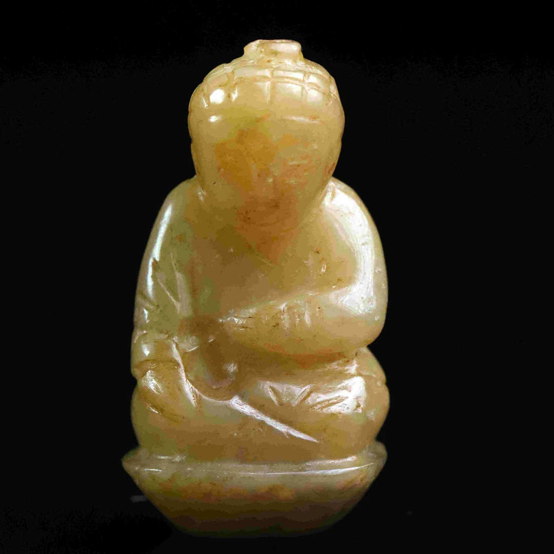 257明代和田玉佛教童子花件164