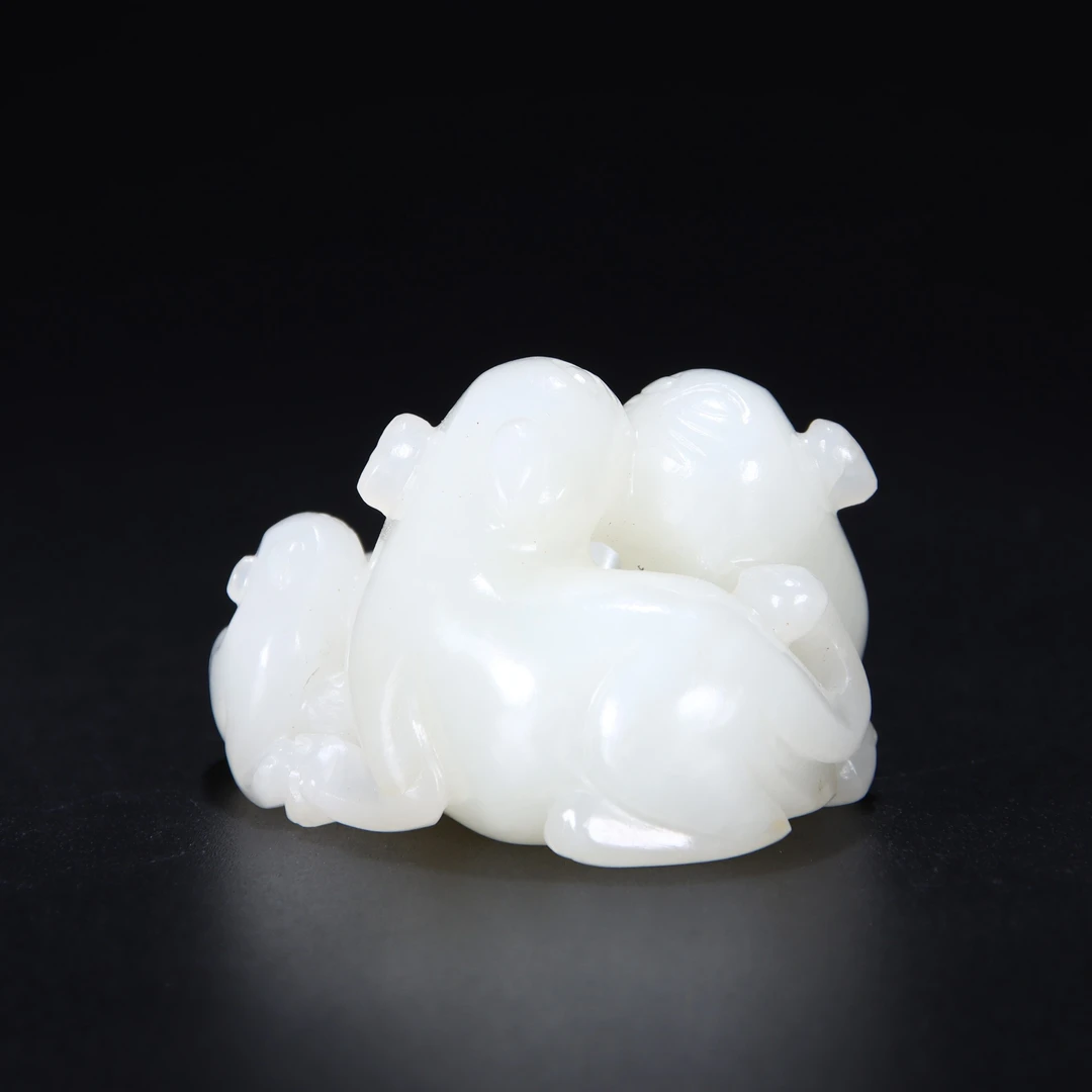 775清和田玉双獾把件392