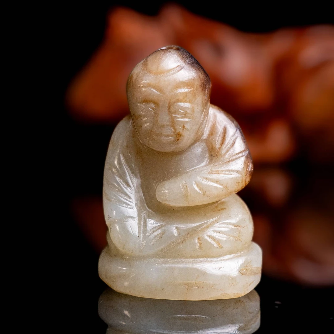 825明代和田玉罗汉把件963