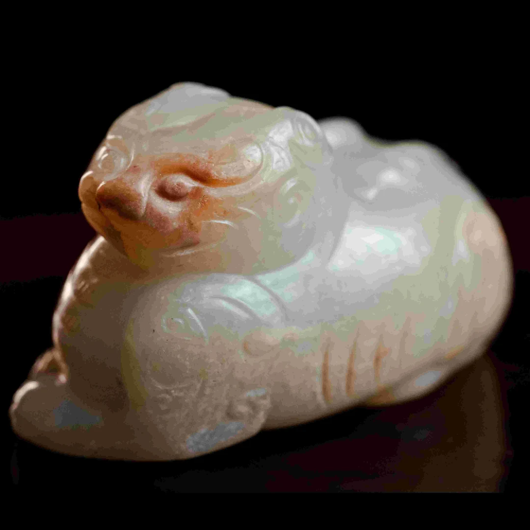 801明代和田玉瑞兽把件341