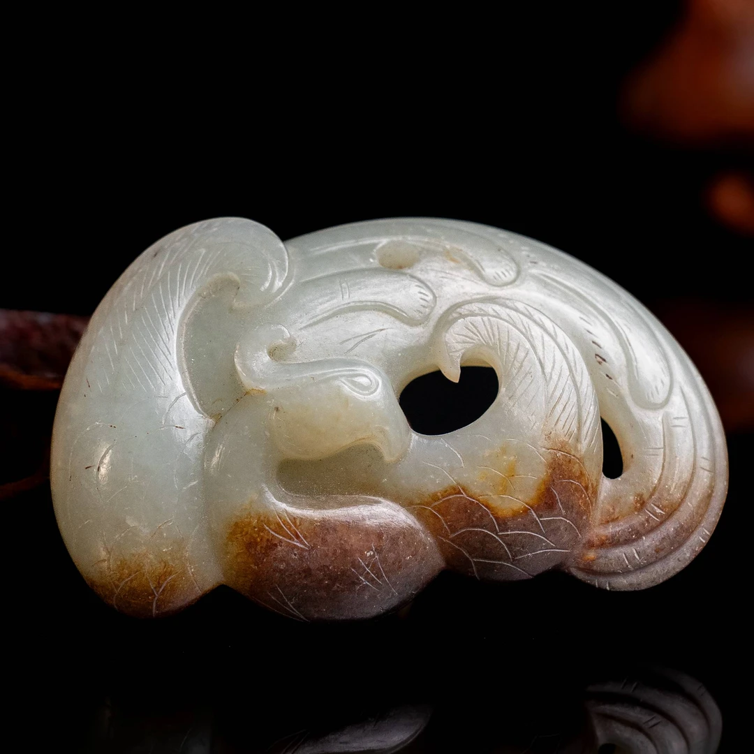 637明代和田玉凤鸟把件296