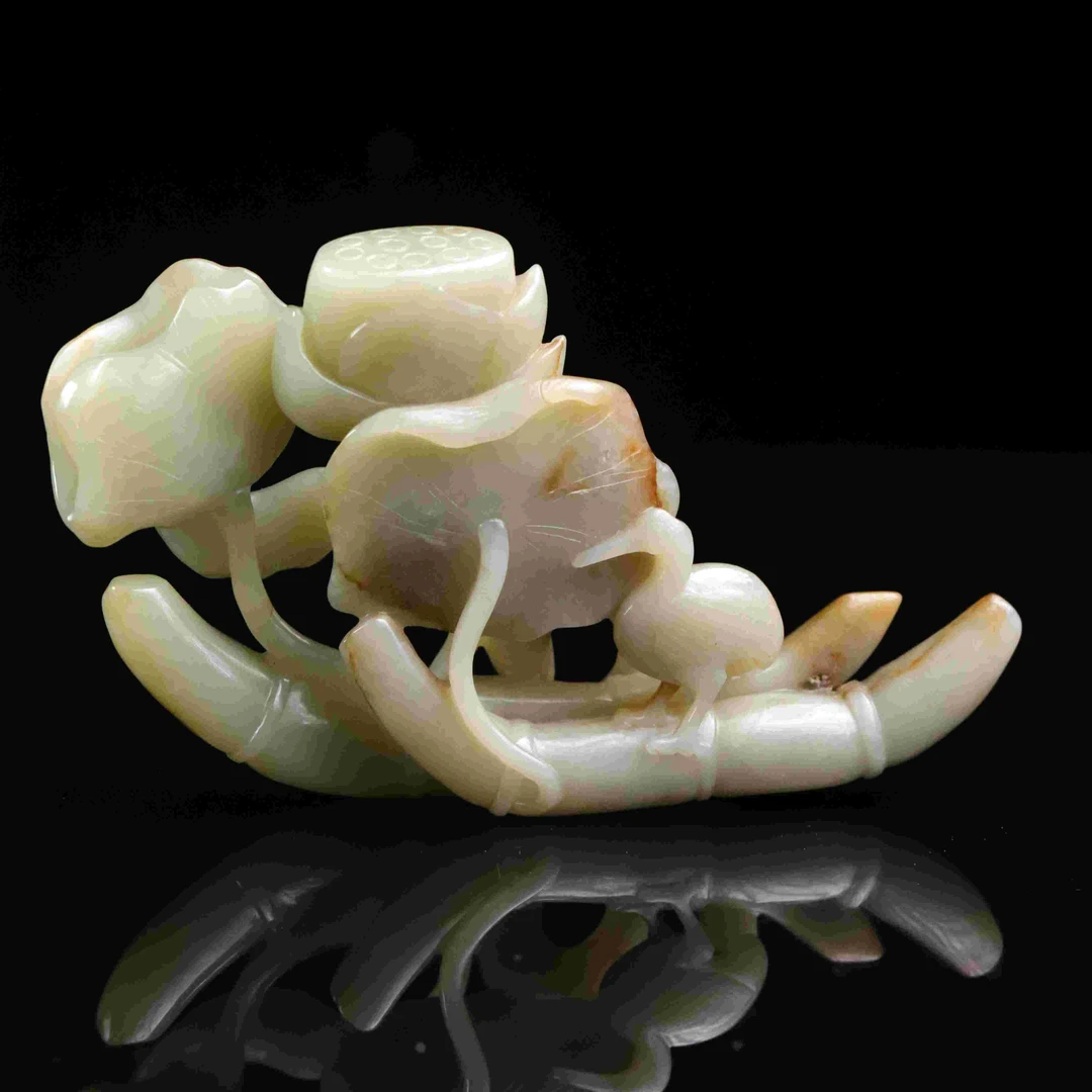 1065清代和田玉一路连科摆件1059