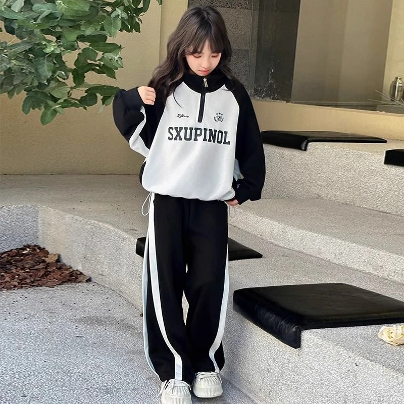 女童秋装2025新款洋气时髦套装大童儿童春秋款女孩运动休闲两件套