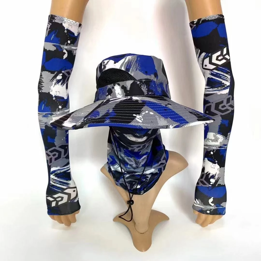 防晒三件套冰丝面巾钓鱼帽户外防晒冰丝套袖钓鱼面罩面巾实惠套装