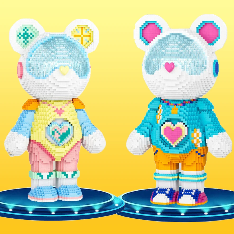 55厘米小方乐新款劲舞女孩星际熊积木搭建送闺蜜情侣生日礼物摆件