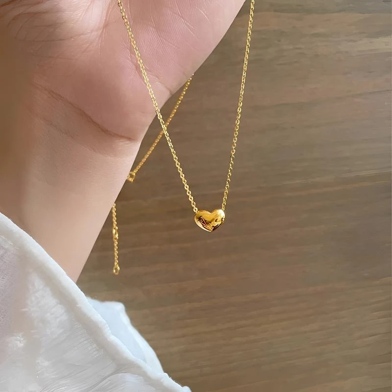 钛钢项链 不掉色~高级感爱心项链女日常百搭桃心锁骨链ins夏颈链