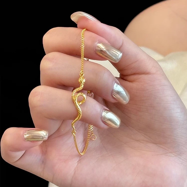 铜合金手链 本命年蛇年金色灵蛇手链女轻奢小众精致手环闺蜜手饰