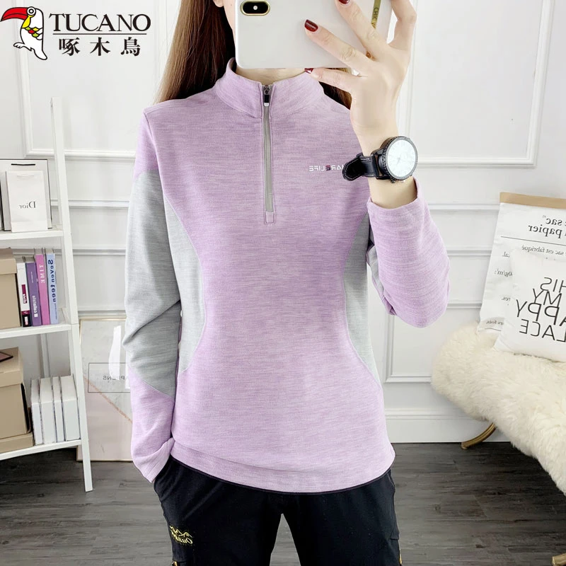 TUCANO/啄木鳥春季抓绒衣女运动户外秋冬加绒衣女士立领保暖卫衣