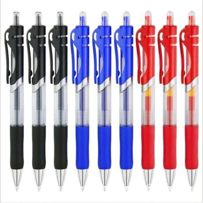 按动舒适中性笔学生考试专用水笔0.5黑红蓝笔芯医生用笔学习用品