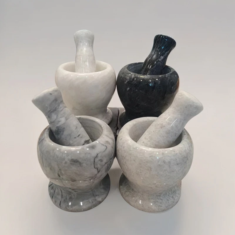 天然大理石石臼捣蒜器压蒜器剥蒜器颜色随机天然石材打磨颜色随机