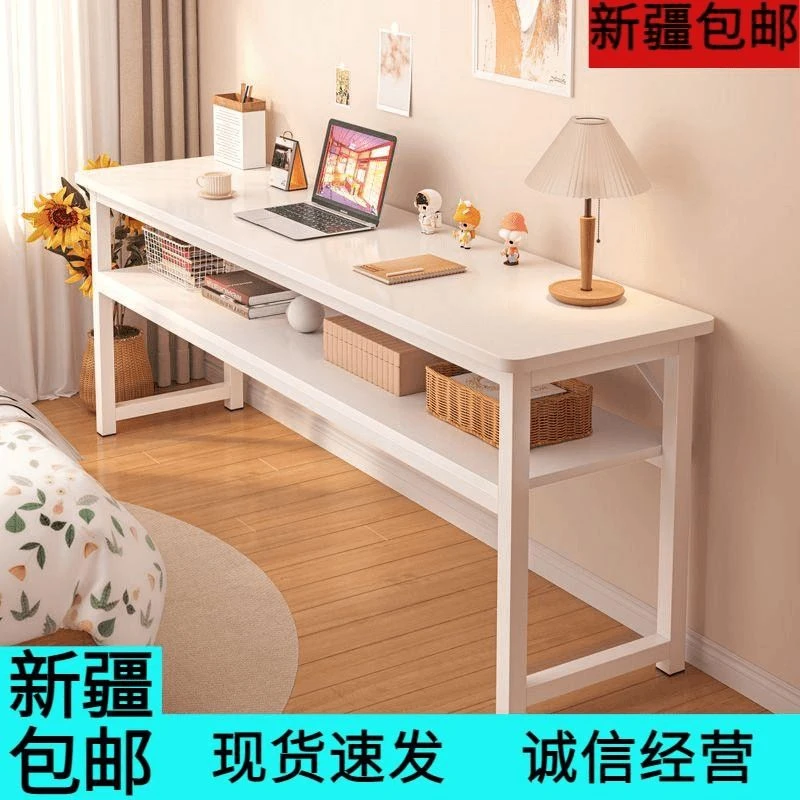 新疆包邮电脑桌台式卧室简约家用办公长条桌小户型靠墙长方形桌子