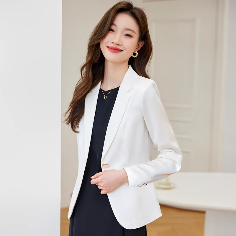 白色小西装外套女春秋2025秋季新款高级感西服配裙职业装正装套装
