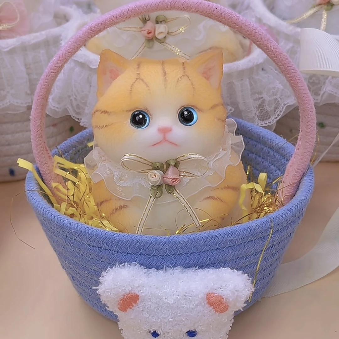 【微瑕款】仿真猫咪捏捏乐解压玩具摆件生日礼物礼品（带猫窝）