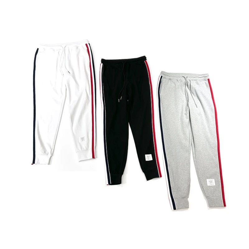 K015TB风休闲条纹色织针织抽绳长裤卫裤男士全棉夏季薄款情侣男士