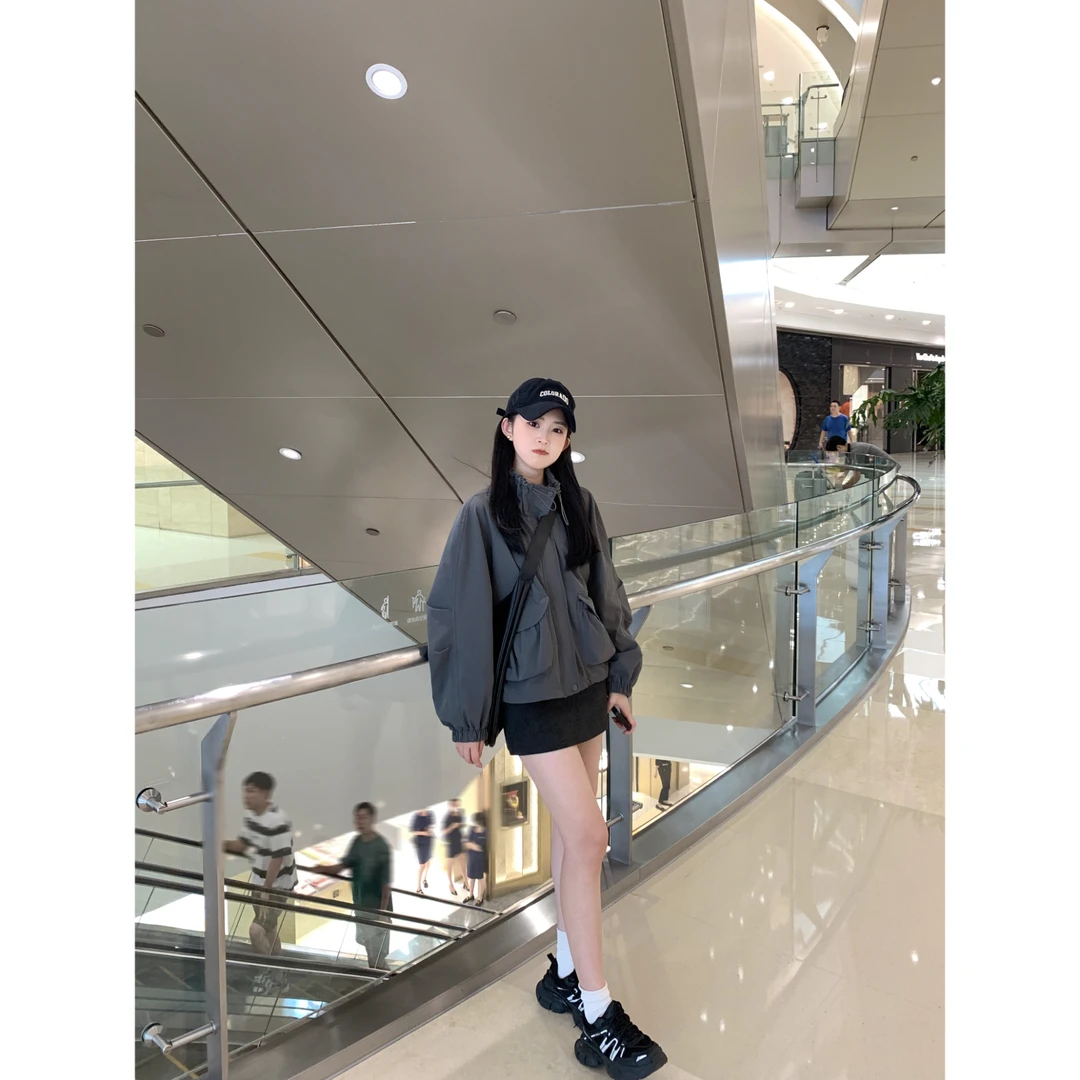 Zzhen【尼洛戈美学】美式复古冲锋衣外套宽松休闲立领夹克DWT1147