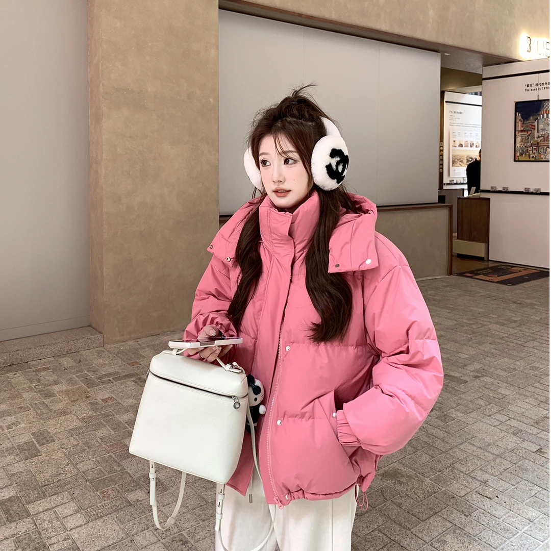 Zzhen【雪域玫瑰】御寒连帽羽绒服宽松保暖外套DWT1199