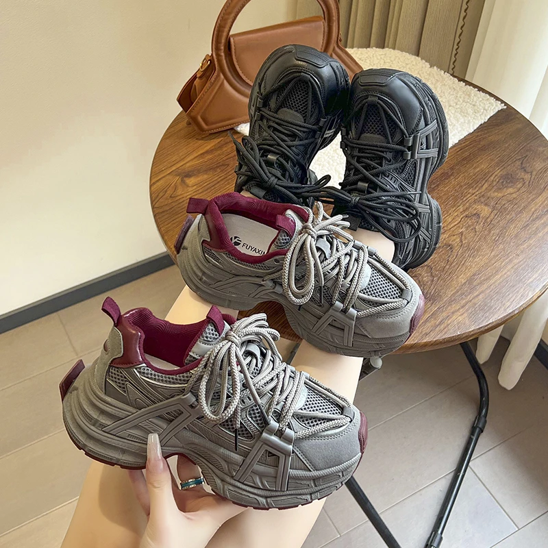 芯宛筠·安可拉红秋冬深色系厚底老爹鞋