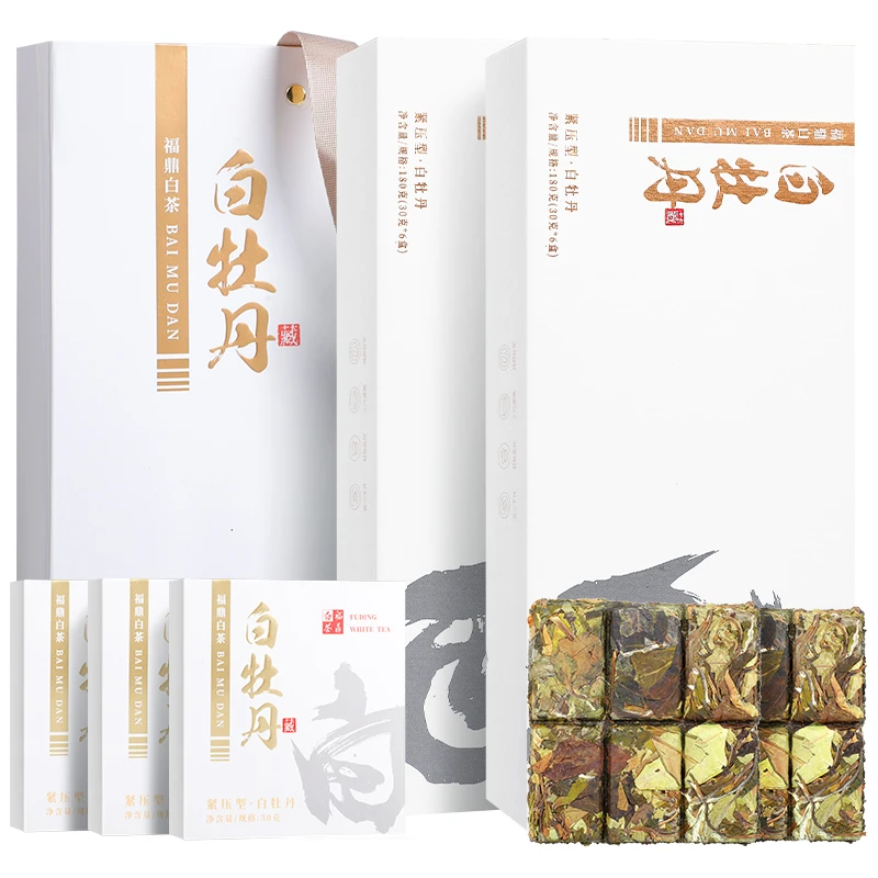 福鼎白茶白牡丹茶叶紧压型白茶白牡丹180克一条送茶水分离杯