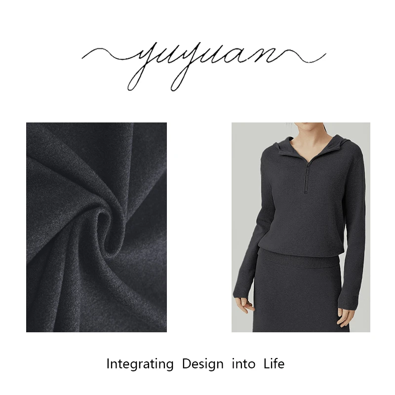 【媛宝】“极简白月光”定制雪花绒 设计师款半拉链帽衫卫衣-FS3279