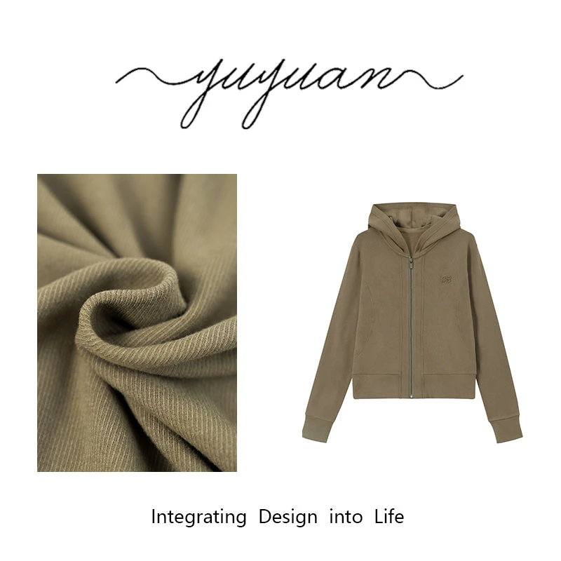 【媛宝】“罗家慢生活”秋冬时尚休闲百搭显瘦长袖连帽外套-FS3657